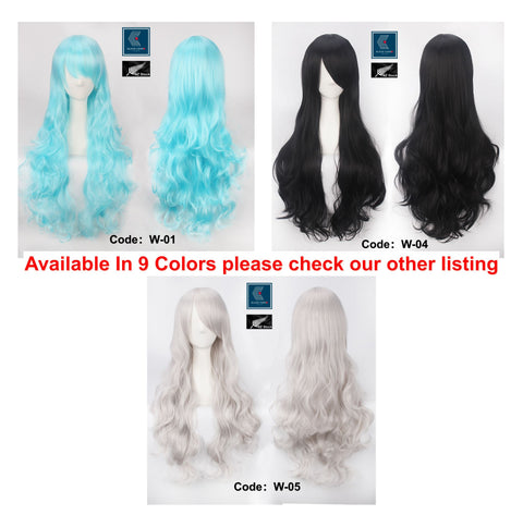 32inch 80cm Long Hair Wig Hair Extensions Long Curly Cosplay Costume Wig -W-11