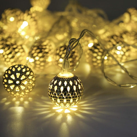 Moroccan Globe LED Fairy String Lights 20 Sliver Balls LED light