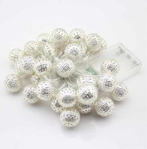 Moroccan Globe LED Fairy String Lights 20 Sliver Balls LED light
