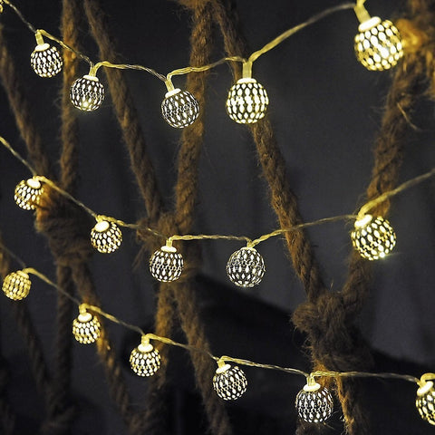 Moroccan Globe LED Fairy String Lights 20 Sliver Balls LED light
