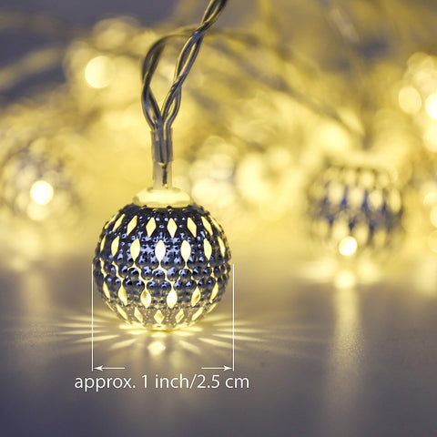 Moroccan Globe LED Fairy String Lights 20 Sliver Balls LED light