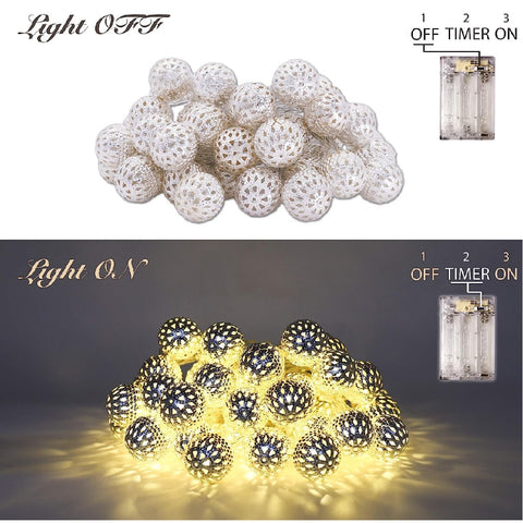Moroccan Globe LED Fairy String Lights 20 Sliver Balls LED light
