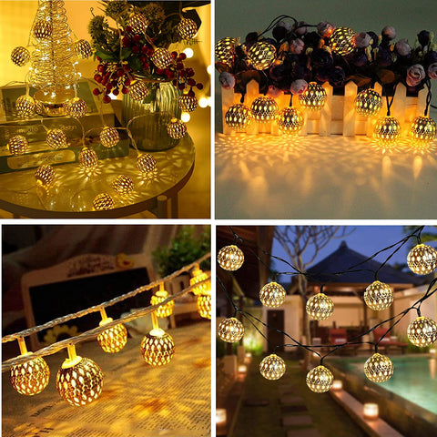 Moroccan Globe LED Fairy String Lights 20 Sliver Balls LED light
