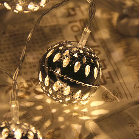 Moroccan Globe LED Fairy String Lights 20 Sliver Balls LED light