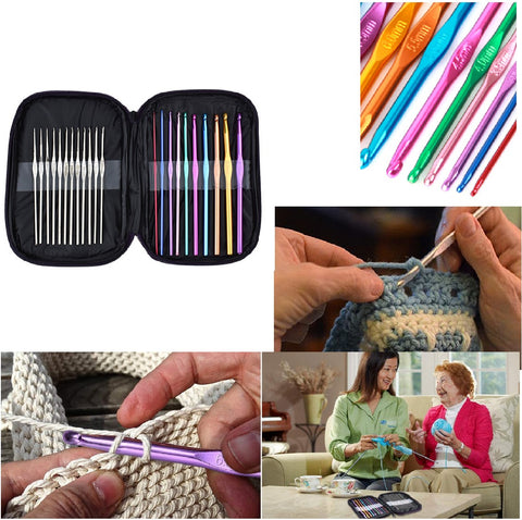 22Pcs Crochet Hooks Set 22Size 0.6~6.5mm Ergonomic Handles Crochet Kit with Case
