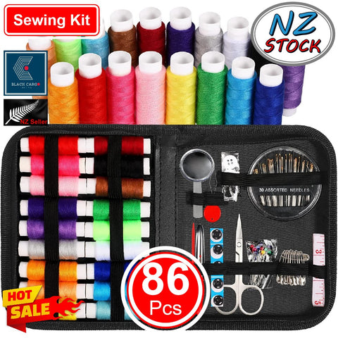 86Pcs Sewing Kit Multicolor Thread Needles Scissors Thimble Sewing Accessories