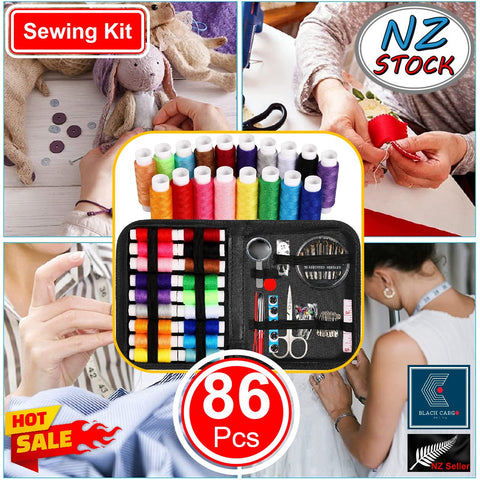 86Pcs Sewing Kit Multicolor Thread Needles Scissors Thimble Sewing Accessories