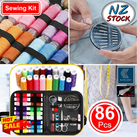 86Pcs Sewing Kit Multicolor Thread Needles Scissors Thimble Sewing Accessories