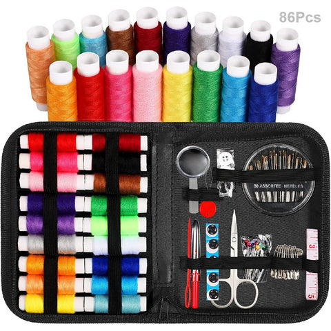 86Pcs Sewing Kit Multicolor Thread Needles Scissors Thimble Sewing Accessories