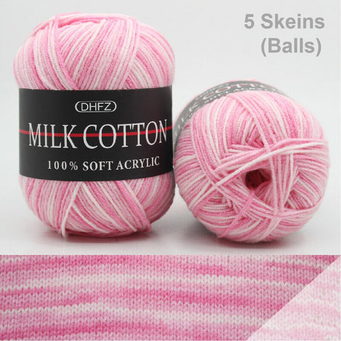 Yarn Milk Cotton 5 Skeins Balls Color-01