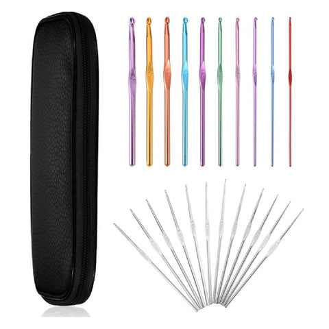 22Pcs Crochet Hooks Set 22Size 0.6~6.5mm Ergonomic Handles Crochet Kit with Case