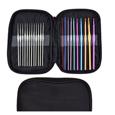 22Pcs Crochet Hooks Set 22Size 0.6~6.5mm Ergonomic Handles Crochet Kit with Case