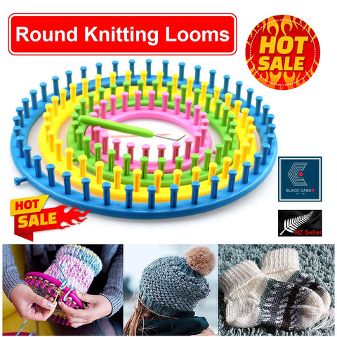 4Pcs Round Knitting Looms Set Craft Kit Tool Easy Hat Loom Knitting Patterns