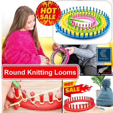 4Pcs Round Knitting Looms Set Craft Kit Tool Easy Hat Loom Knitting Patterns