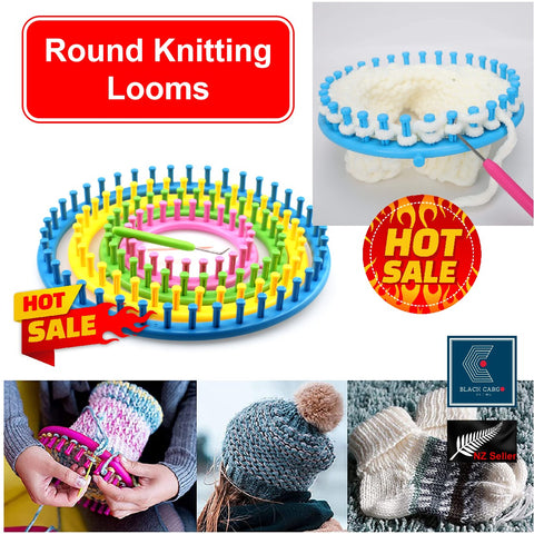 4Pcs Round Knitting Looms Set Craft Kit Tool Easy Hat Loom Knitting Patterns