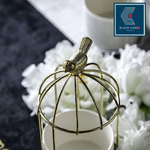 Bird Cage Vase Iron Frame Gold Plated - Referdeal