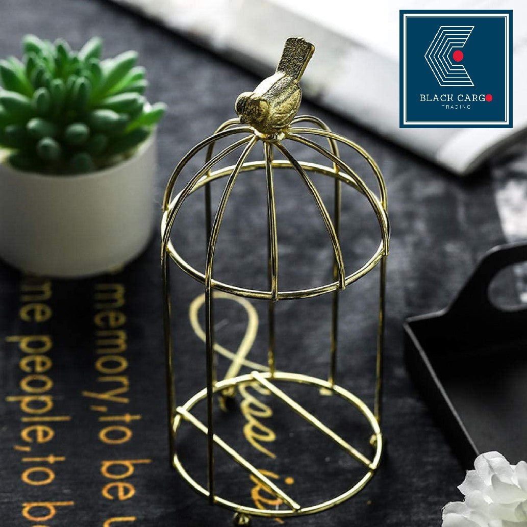 Bird Cage Vase Iron Frame Gold Plated - Referdeal