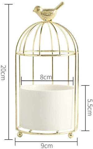 Bird Cage Vase Iron Frame Gold Plated - Referdeal